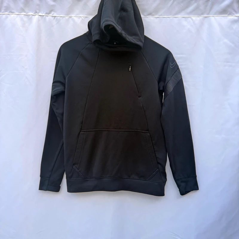 Nike Dri-Fit Black Hoodie Kids L 147–158cm Embroidered Swoosh Zip Pocket