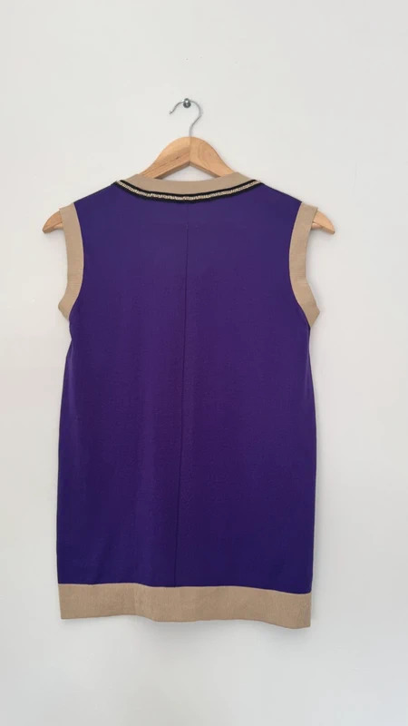 Versace Archive 2009 Silk Knit Vest Top Purple Gold Chain Detail IT 42 UK 10 - Image 2