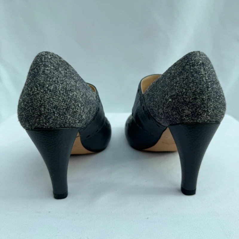 Clarks Dalia Violet Dark Grey Combi Heels UK 4.5D Leather Tweed Boxed - Image 6