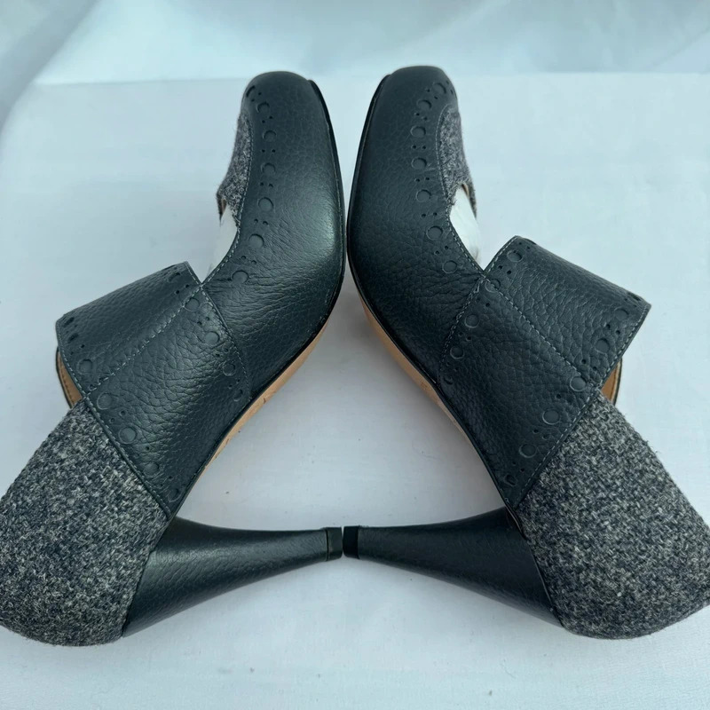 Clarks Dalia Violet Dark Grey Combi Heels UK 4.5D Leather Tweed Boxed - Image 7
