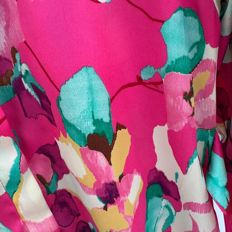Zara Pink Floral Satin Shirt Dress UK 10-12 M Belted Mini Tunic Dress - Image 3