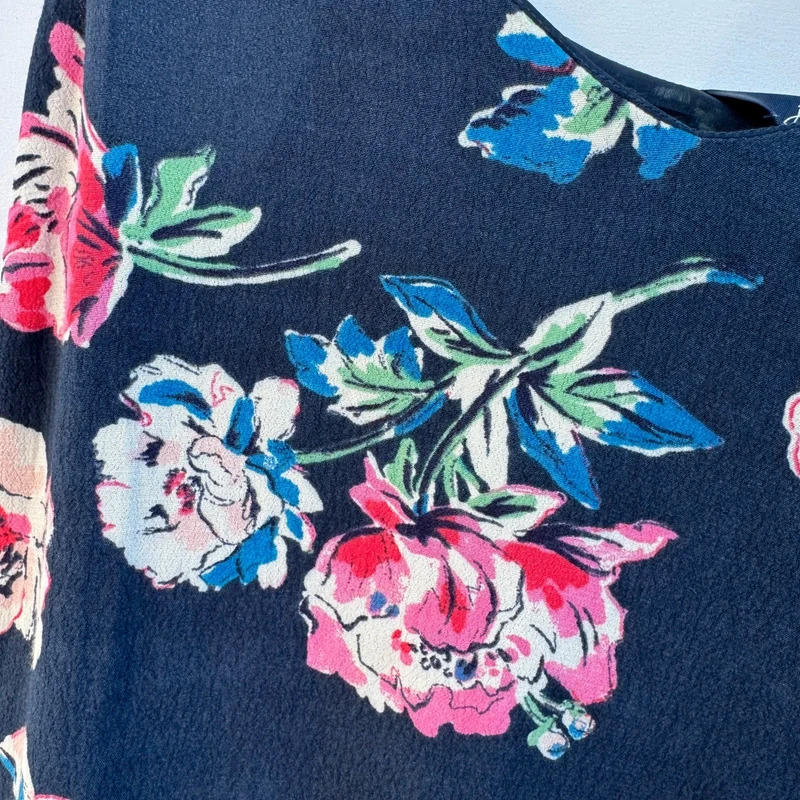 Joules Kyra Navy Floral Cami Top UK 10 Sleeveless V-Neck Blouse Lightweight Summer Vest - Image 2