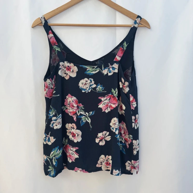 Joules Kyra Navy Floral Cami Top UK 10 Sleeveless V-Neck Blouse Lightweight Summer Vest - Image 4