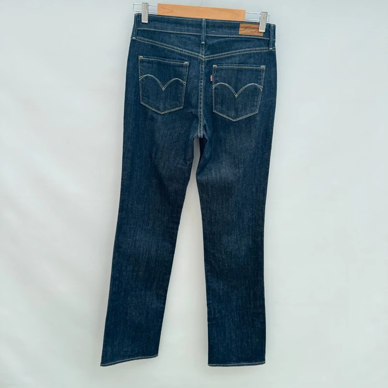 Levi's Demi Curve Classic Straight Leg Jeans W28 L32 Dark Indigo Blue Stretch Denim - Image 2