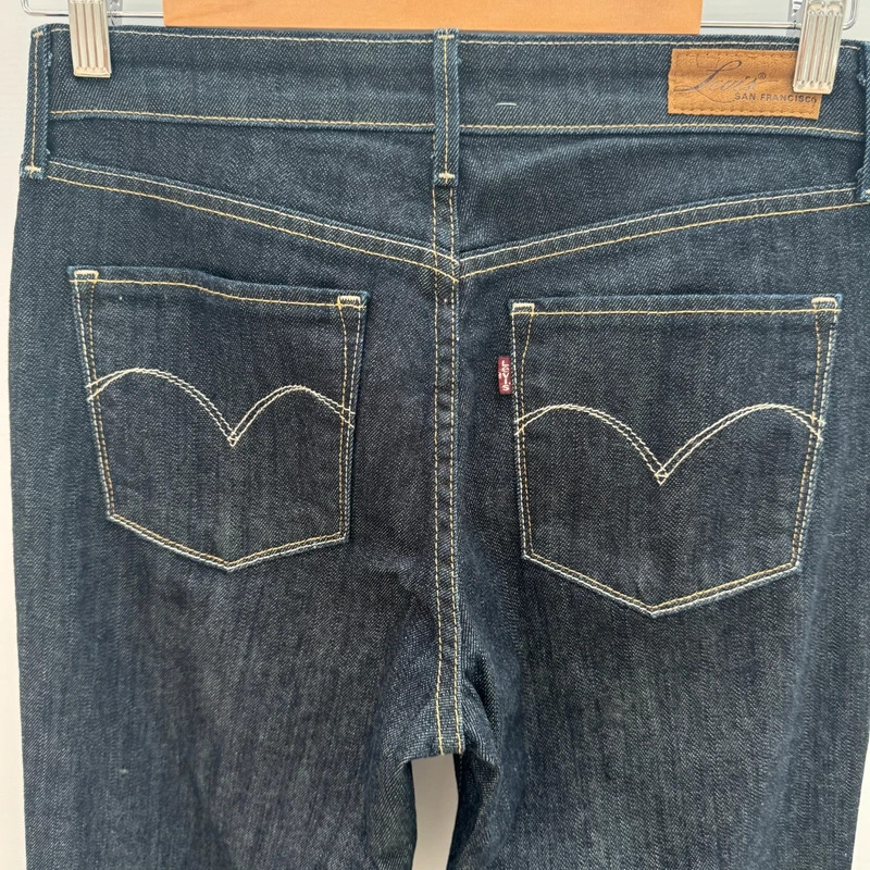 Levi's Demi Curve Classic Straight Leg Jeans W28 L32 Dark Indigo Blue Stretch Denim - Image 3