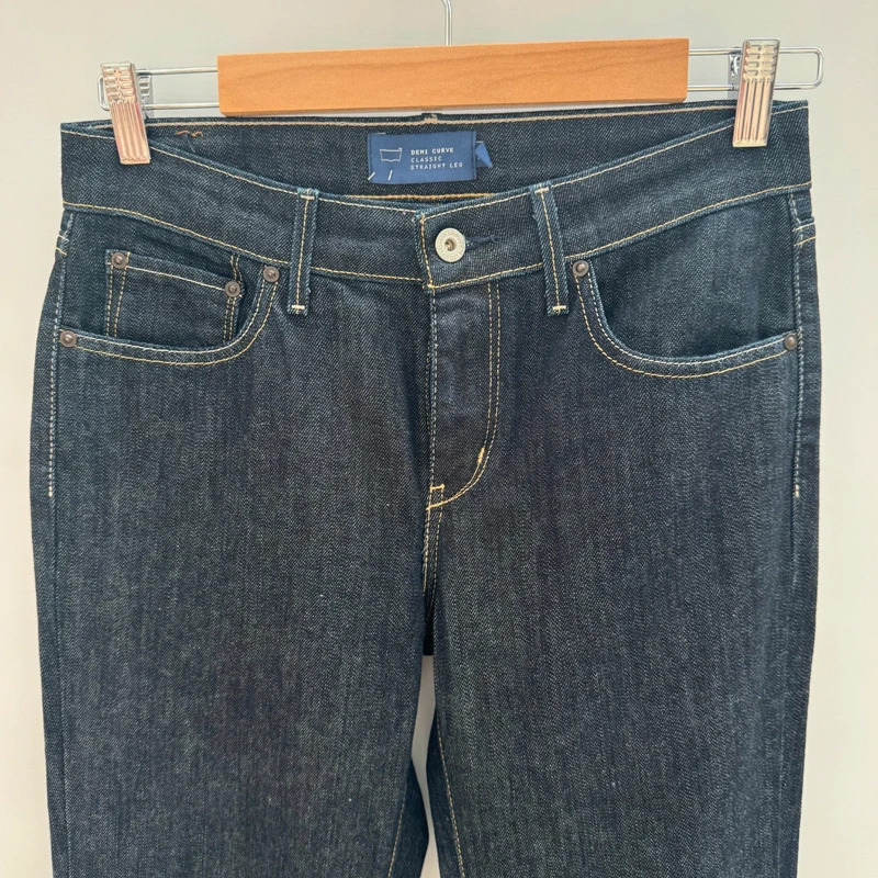 Levi's Demi Curve Classic Straight Leg Jeans W28 L32 Dark Indigo Blue Stretch Denim - Image 5