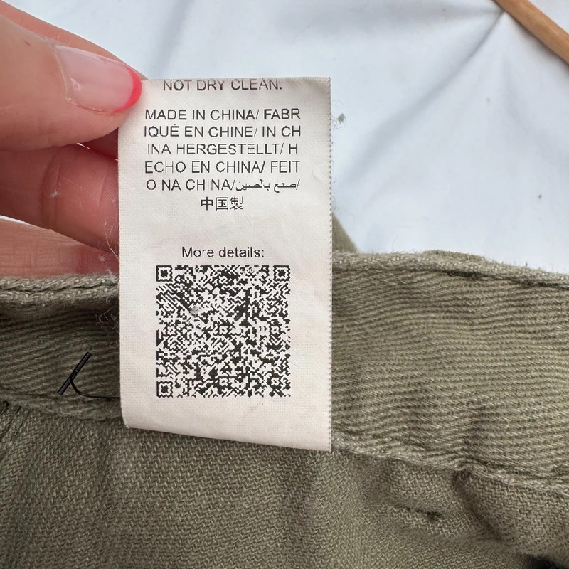 Shein Khaki Cargo Trousers UK 6 High Waist Straight Leg 100% Cotton - Image 8
