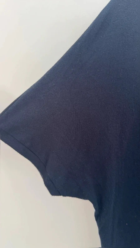 Jaeger Navy T-Shirt UK L White Striped Pocket 95% Viscose Stretch Top - Image 2