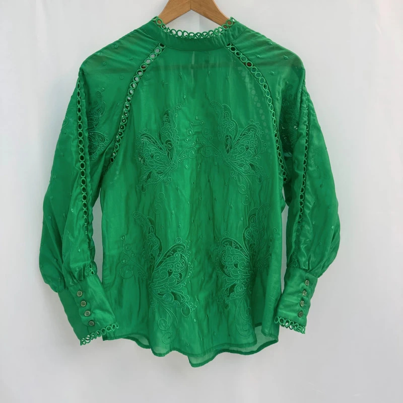 ForevaYoung Emerald Green Embroidered Longline Blouse UK 12 M/L Boho Tunic