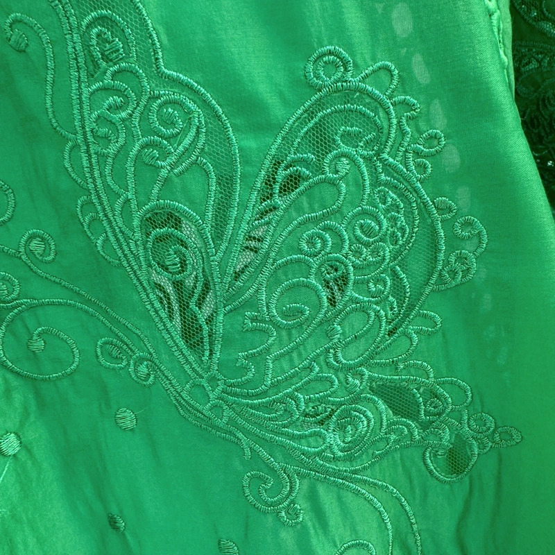 ForevaYoung Emerald Green Embroidered Longline Blouse UK 12 M/L Boho Tunic - Image 2