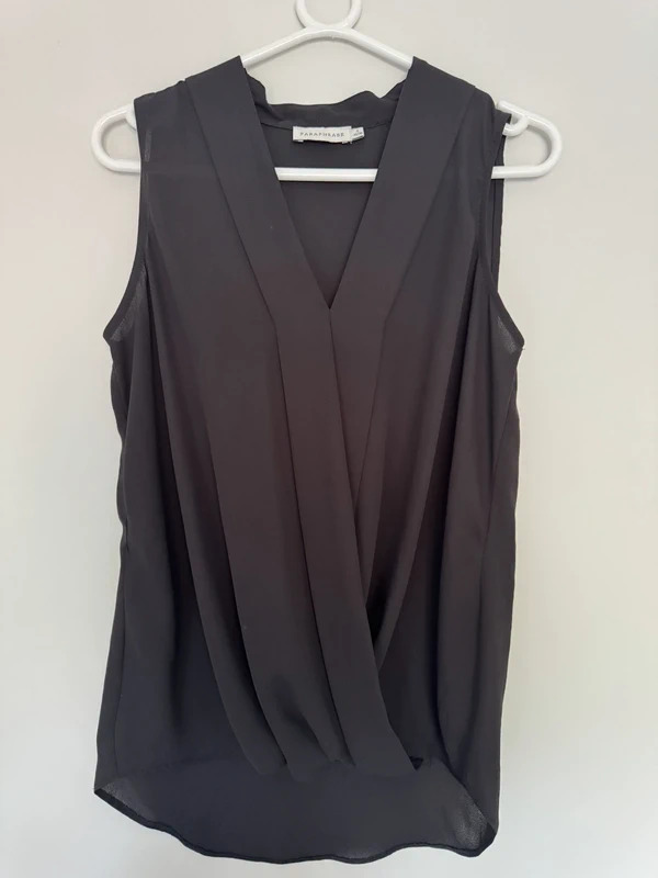 Paraphrase Black Sleeveless Wrap Blouse Size UK 10 EU 36 Smart V Neck Office Top
