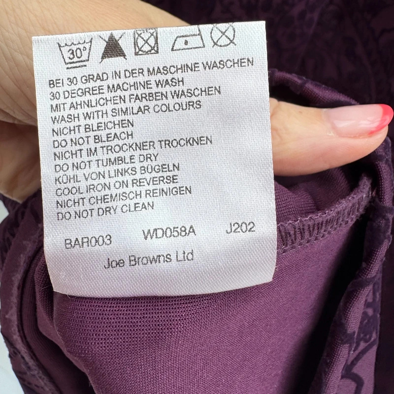 Joe Browns Purple Velvet Flock Dress Wrap V Neck Bodycon Party UK 12 - Image 10