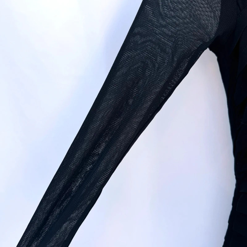 Mint Velvet Black Asymmetric Neck Pleated Bodycon Dress Size UK 10 - Image 3