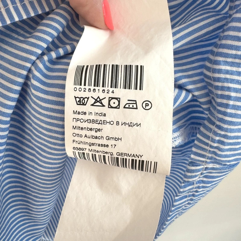 Daniel Hechter Paris Blue Striped Floral Off-Shoulder Top | UK 10 | 100% Cotton | Style 8660 - Image 7