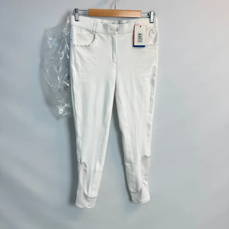 Equithème White Show Breeches Crystal Detail Knee-Patch 28" Waist UK 12 Minor Marks - Image 2