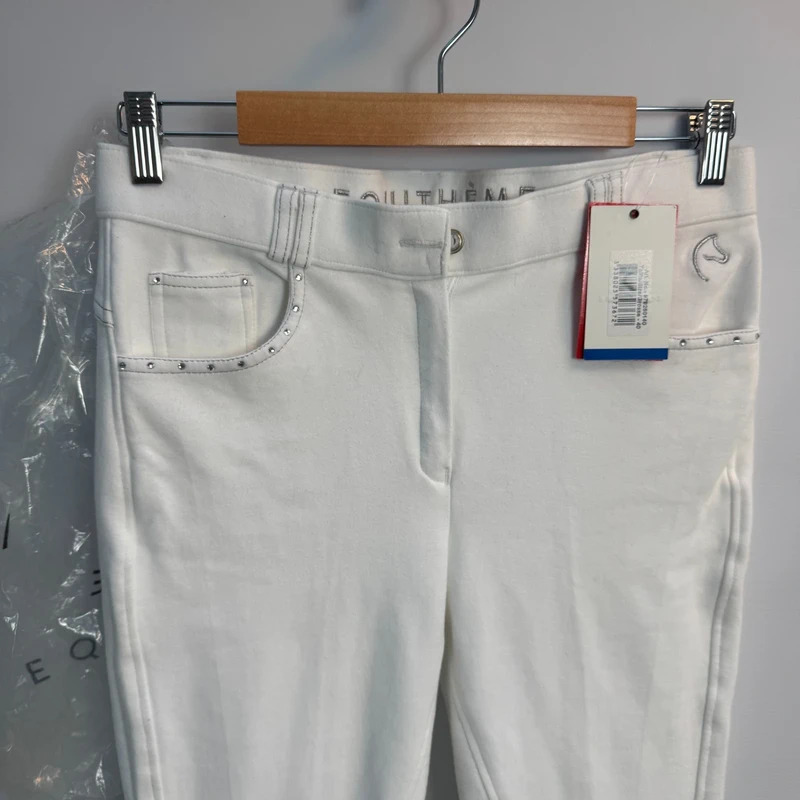 Equithème White Show Breeches Crystal Detail Knee-Patch 28" Waist UK 12 Minor Marks - Image 3