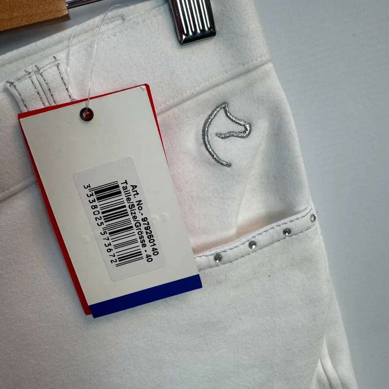 Equithème White Show Breeches Crystal Detail Knee-Patch 28" Waist UK 12 Minor Marks - Image 4