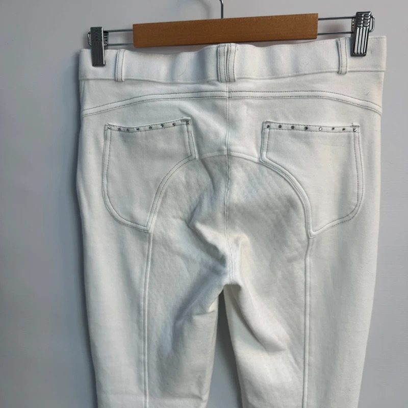 Equithème White Show Breeches Crystal Detail Knee-Patch 28" Waist UK 12 Minor Marks - Image 12