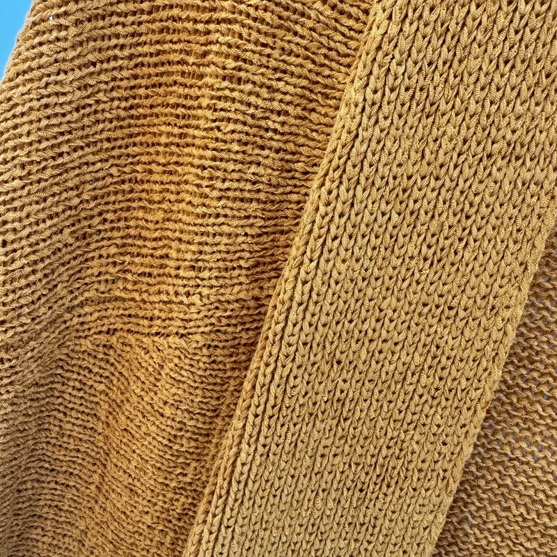 Next Mustard Yellow Open Cardigan S Relaxed Batwing Short Sleeve Textured Knit - Image 3