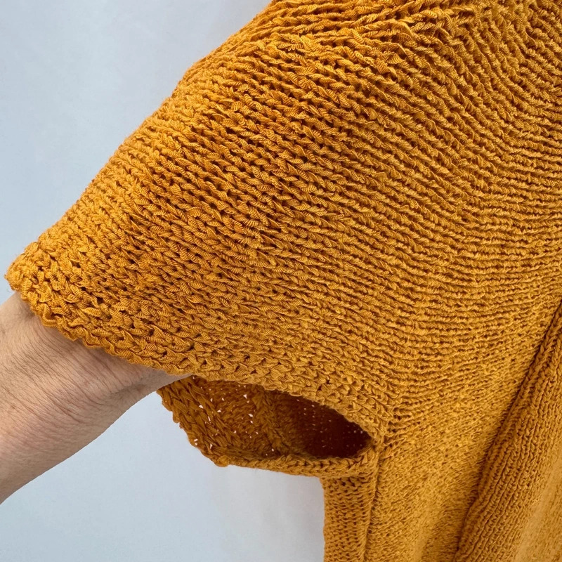 Next Mustard Yellow Open Cardigan S Relaxed Batwing Short Sleeve Textured Knit - Image 4