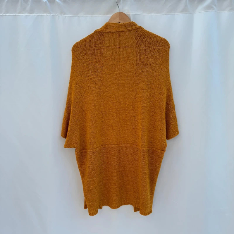 Next Mustard Yellow Open Cardigan S Relaxed Batwing Short Sleeve Textured Knit - Image 7