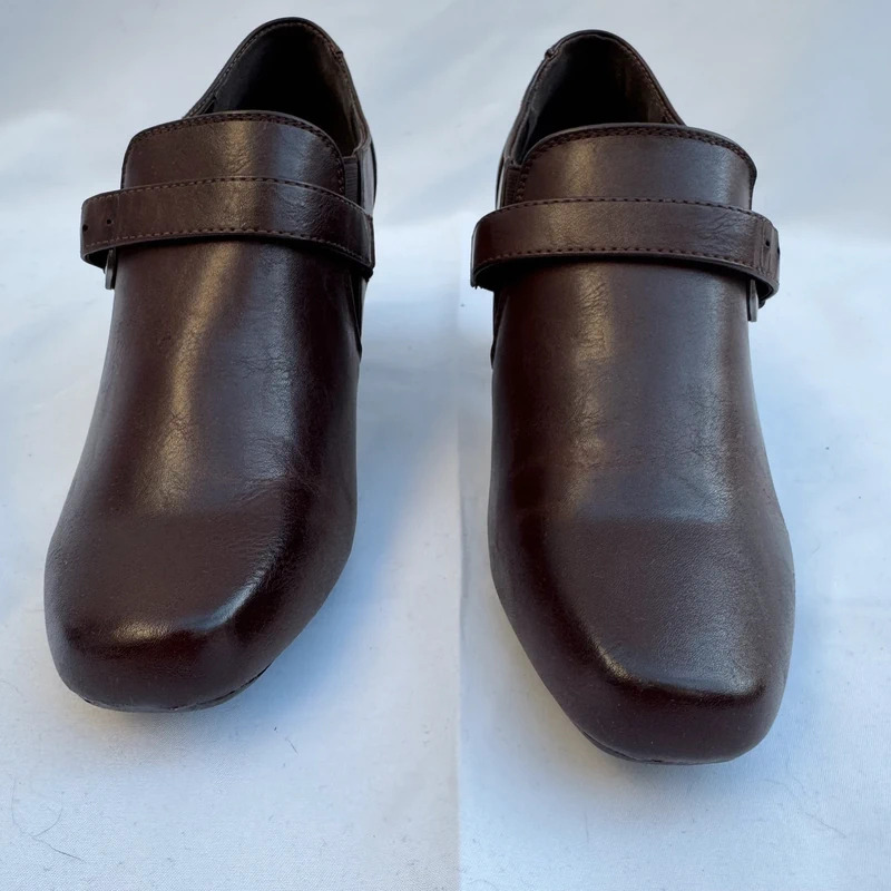Boulevard BNWB Brown Buckle Block Heel Shoes UK 5 EU 38 US 7 Retro - Image 4