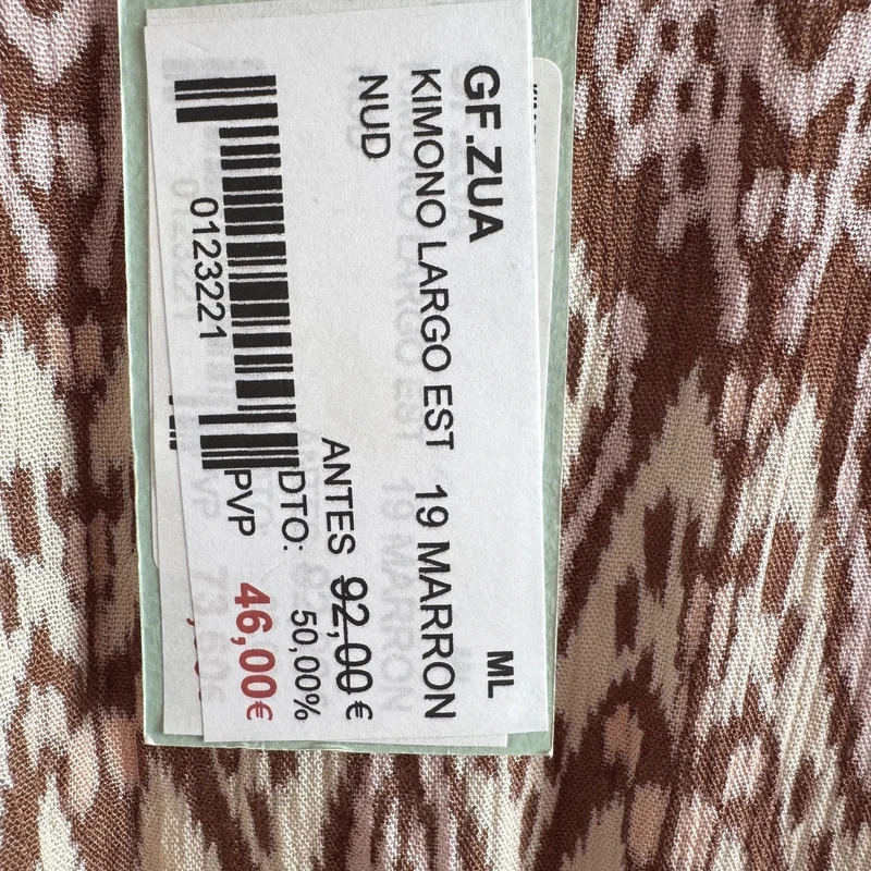 Nüd by Nekane Brown Ikat Long Kimono ML Bell Sleeves Metal Embellished New - Image 8