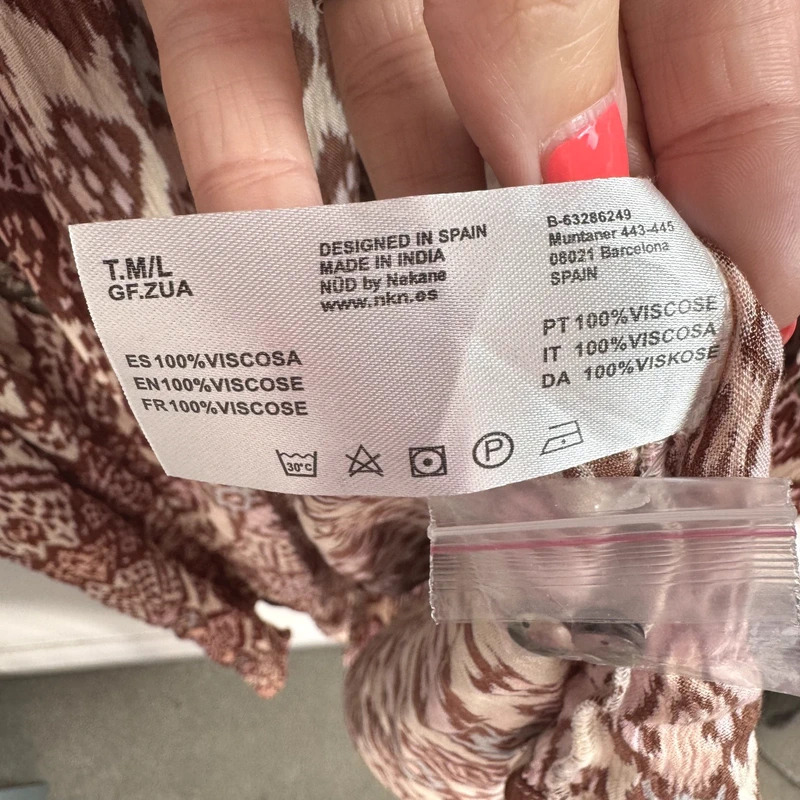 Nüd by Nekane Brown Ikat Long Kimono ML Bell Sleeves Metal Embellished New - Image 12