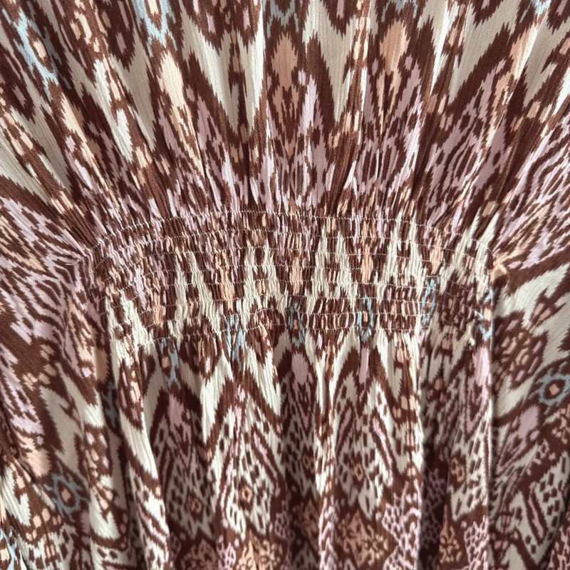 Nüd by Nekane Brown Ikat Long Kimono ML Bell Sleeves Metal Embellished New - Image 13