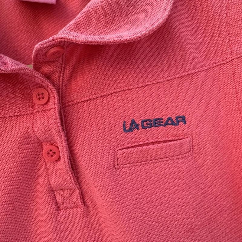 LA Gear Coral Sleeveless Polo Top UK10 Pique Knit Y2K Retro Sportswear - Image 2