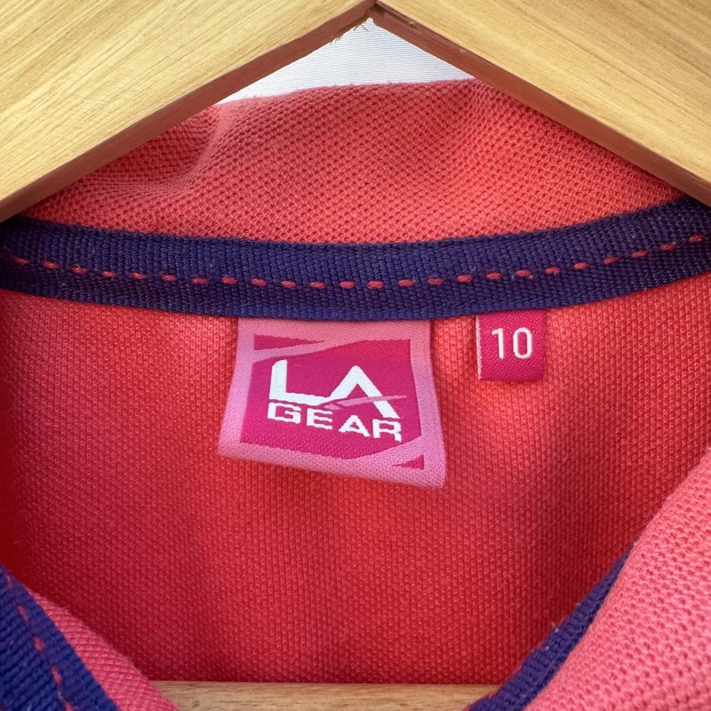 LA Gear Coral Sleeveless Polo Top UK10 Pique Knit Y2K Retro Sportswear - Image 3