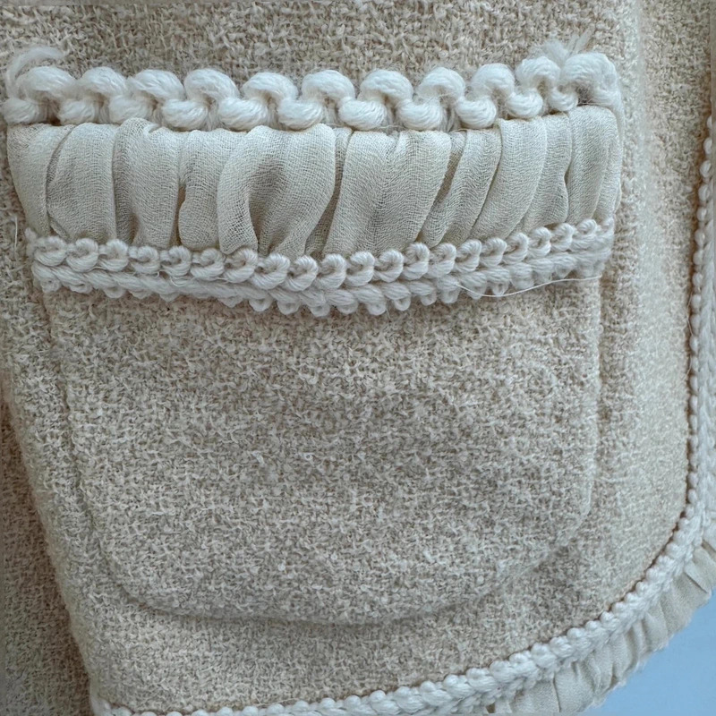 L.K. Cream Bennett Bouclé Wool Skirt Suit UK 12 Elegant Two Piece Co-ord - Image 3
