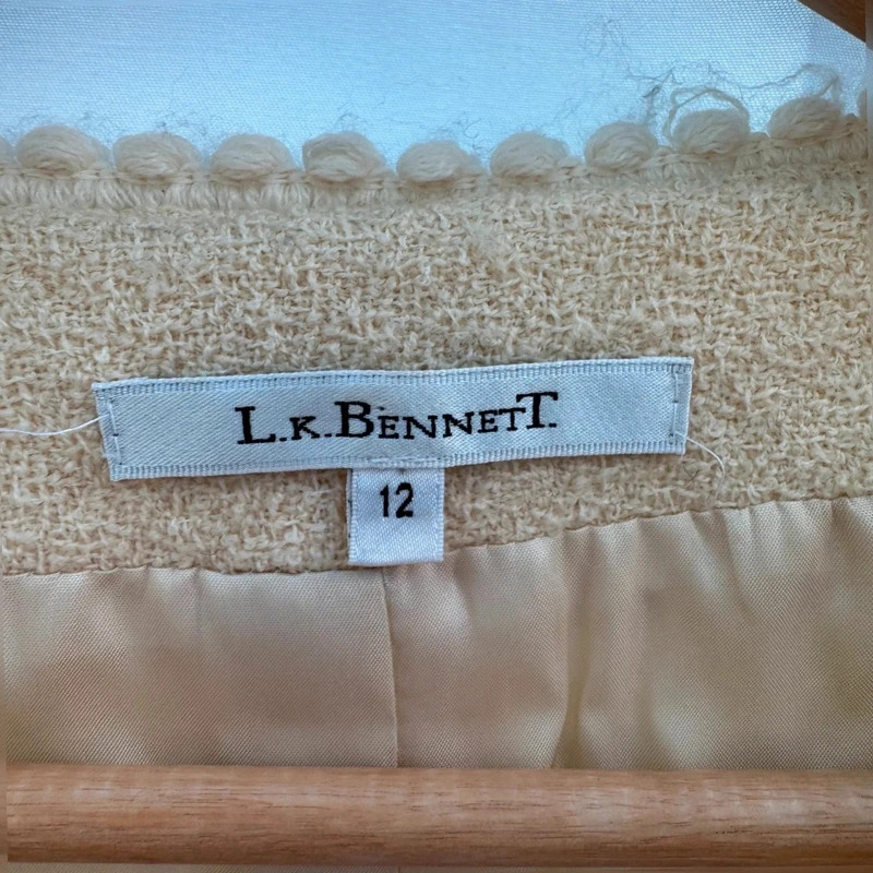 L.K. Cream Bennett Bouclé Wool Skirt Suit UK 12 Elegant Two Piece Co-ord - Image 4