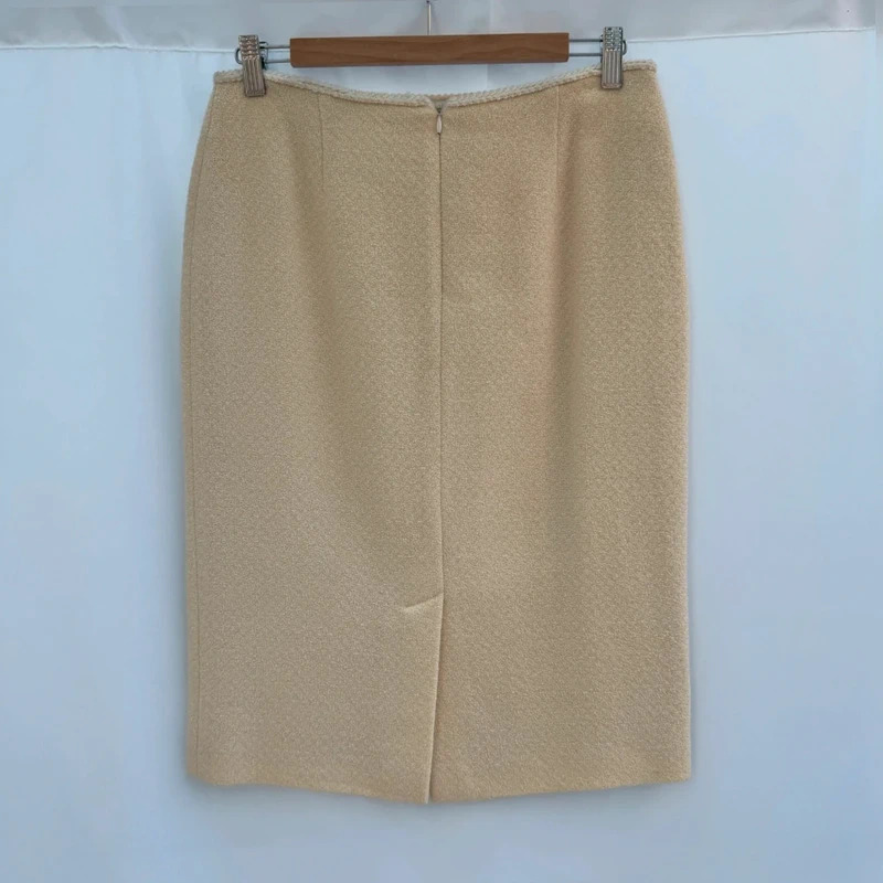 L.K. Cream Bennett Bouclé Wool Skirt Suit UK 12 Elegant Two Piece Co-ord - Image 12