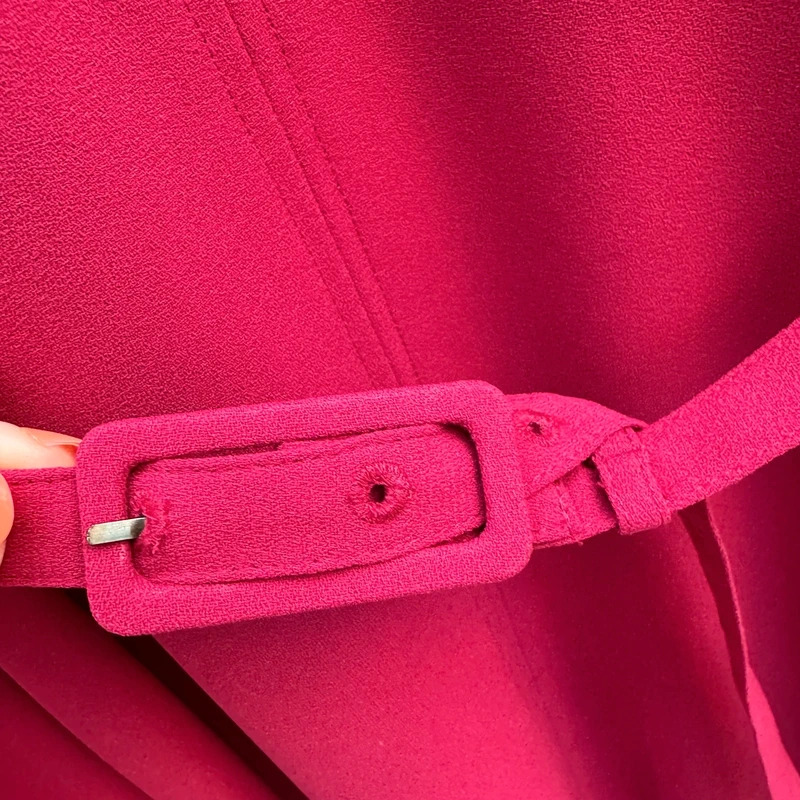 Hobbs London Pink V-Neck Midi Dress UK 14 Belted Waist Sleeveless - Image 4