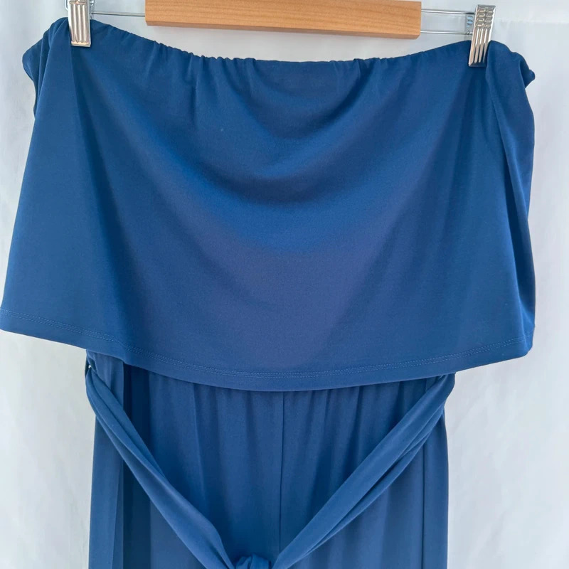 Together Navy Bandeau Jumpsuit Belted Tassel Detail Wide Leg Occasion Wedding UK 18 - Image 2