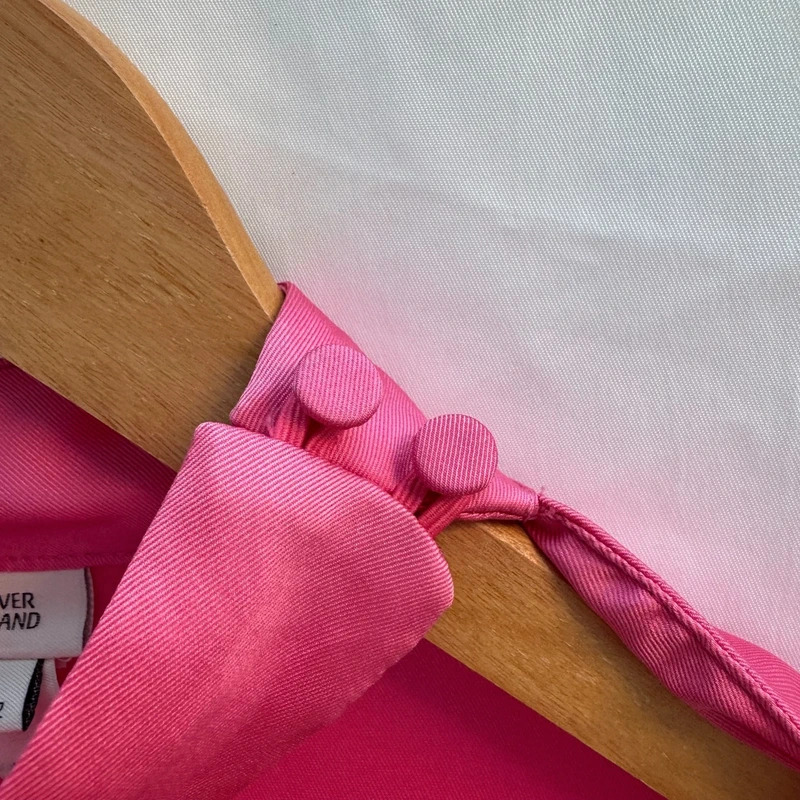 River Island Bright Pink Asymmetrical Cut-Out Blouse | UK 12 | Long Sleeve Satin Feel - Image 3