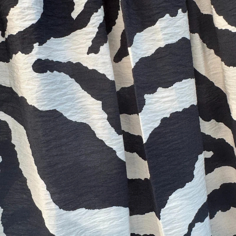 Primark Zebra Print Maxi Skirt Elastic Waist Cream Black Size M UK 12–14 - Image 2
