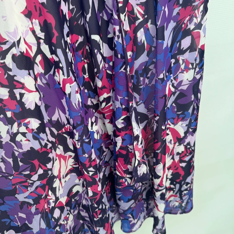 Emma Blake Purple Pink Floral Midi Dress UK 16 Chiffon Flare Sleeve Occasion Wear - Image 5