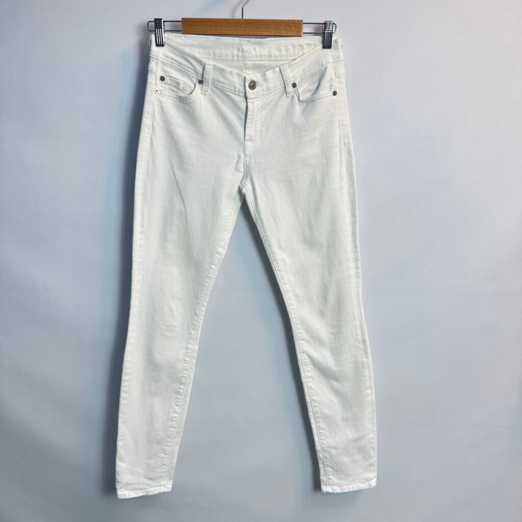 7 For All Mankind White Mid-Rise Ankle Skinny Jeans Waist 29" UK 10–12