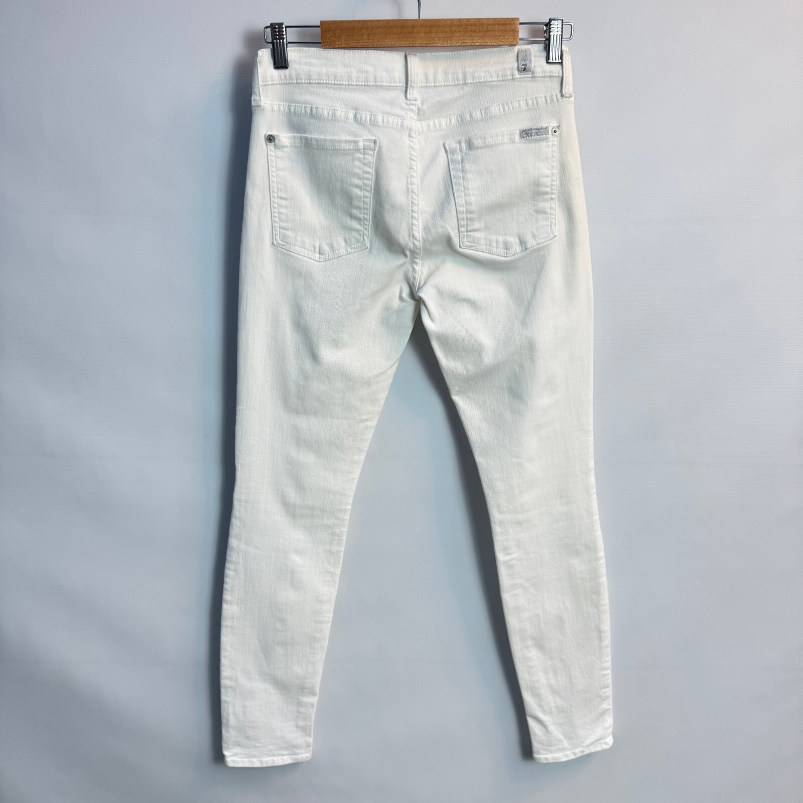 7 For All Mankind White Mid-Rise Ankle Skinny Jeans Waist 29" UK 10–12 - Image 2