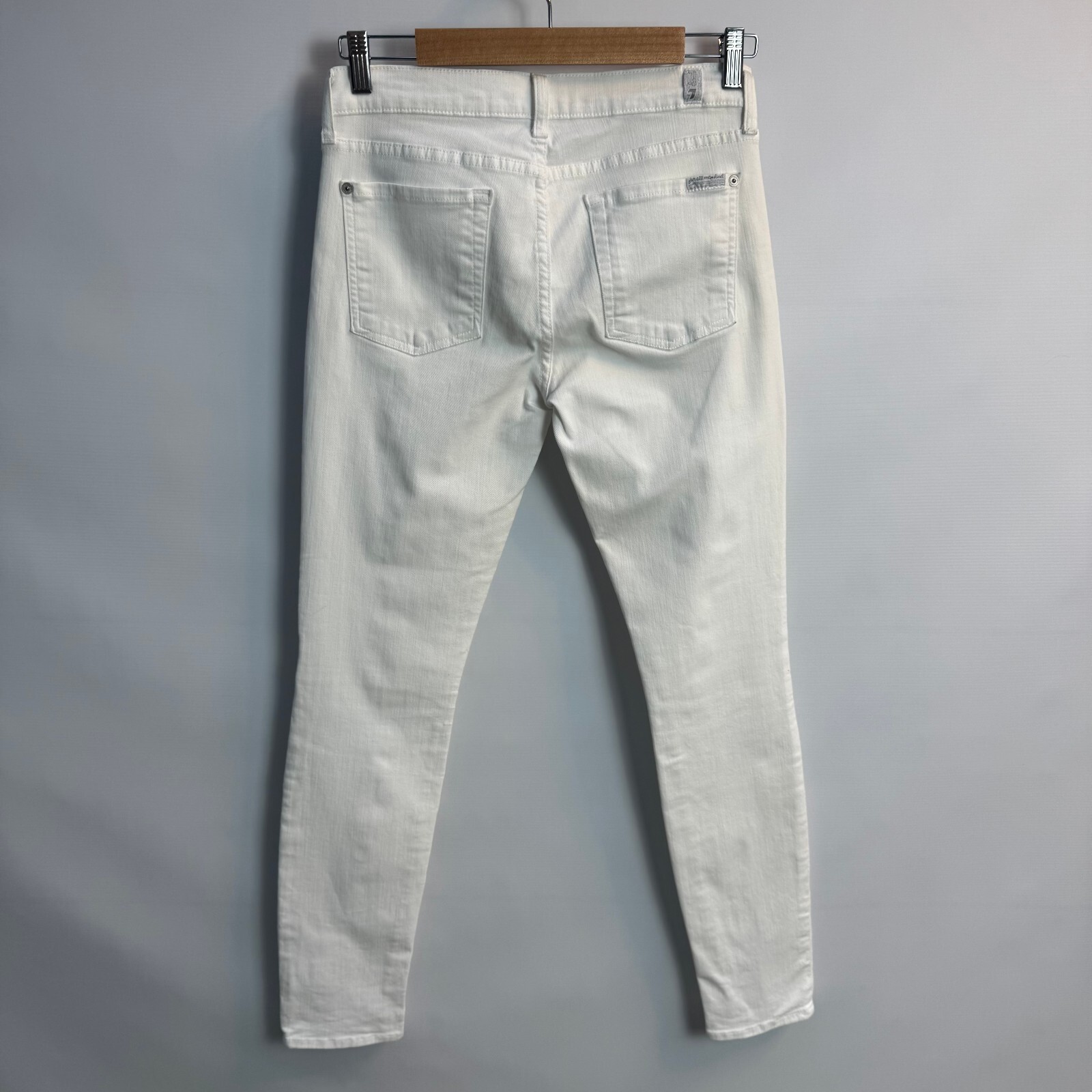 7 For All Mankind White Mid-Rise Ankle Skinny Jeans Waist 29" UK 10–12 - Image 3