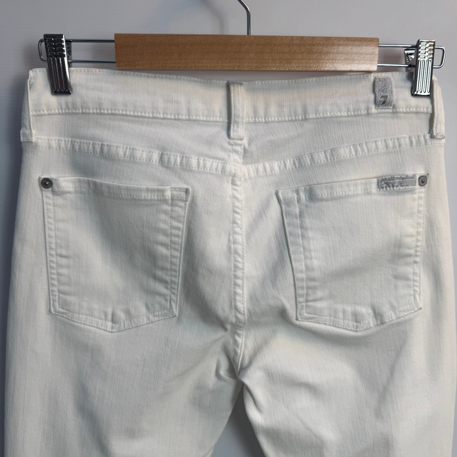 7 For All Mankind White Mid-Rise Ankle Skinny Jeans Waist 29" UK 10–12 - Image 4