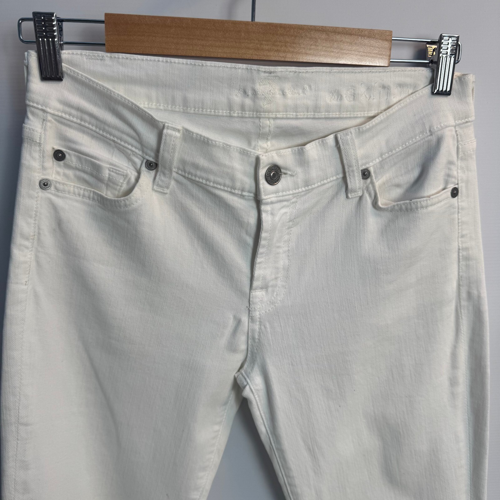 7 For All Mankind White Mid-Rise Ankle Skinny Jeans Waist 29" UK 10–12 - Image 6
