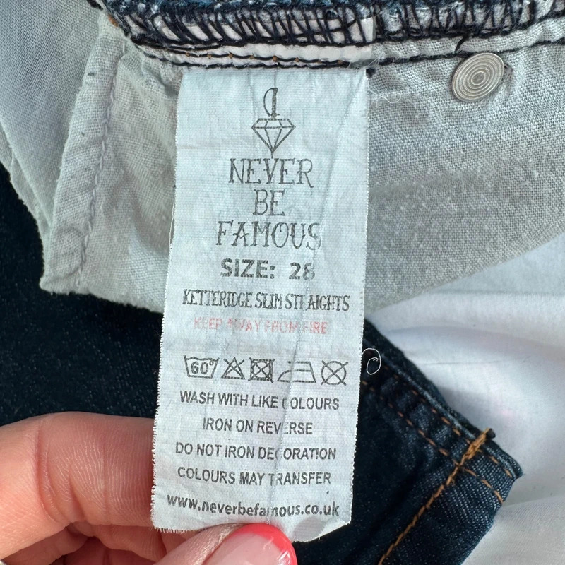Never Be Famous Ketteridge Slim Jeans Dark Wash W28 L34 Extra Long Tall UK 8–10 - Image 7