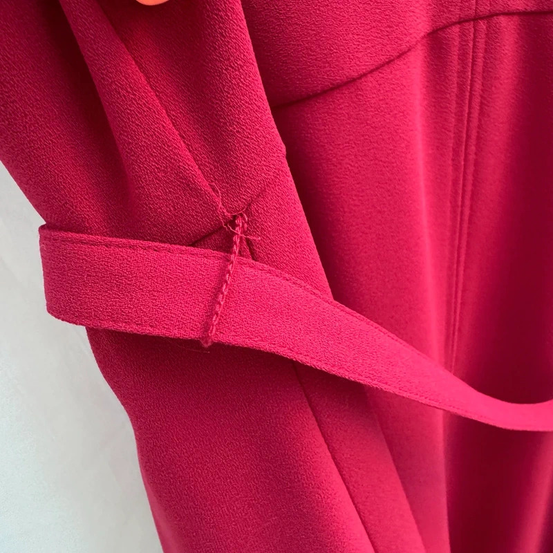 Hobbs London Pink V-Neck Midi Dress UK 14 Belted Waist Sleeveless - Image 6