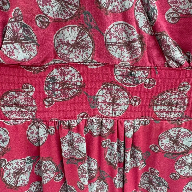 White Stuff Pink Bicycle Print Modal Dress UK 10 Shirred Waist Pockets - Image 5