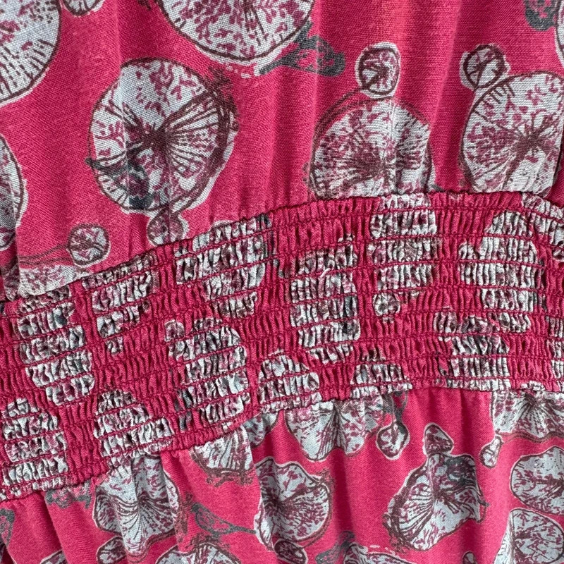White Stuff Pink Bicycle Print Modal Dress UK 10 Shirred Waist Pockets - Image 8