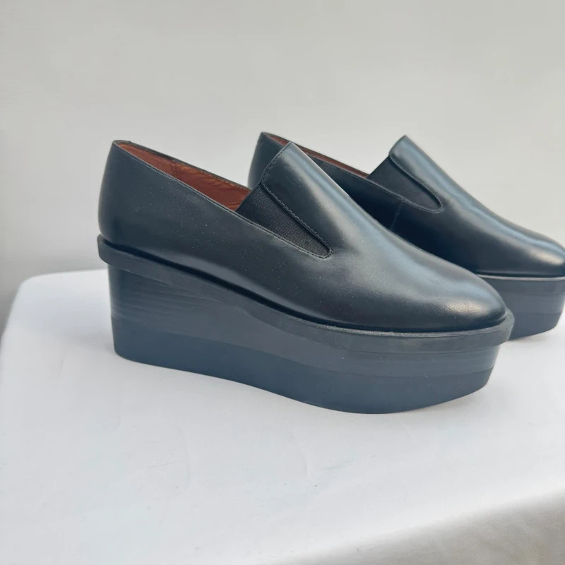 & Other Stories Black Leather Platform Wedge Loafers EU 36 UK 3.5–4 - Image 2