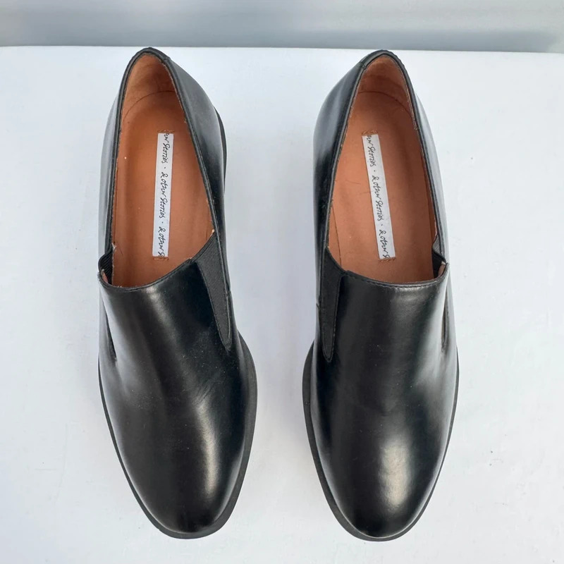 & Other Stories Black Leather Platform Wedge Loafers EU 36 UK 3.5–4 - Image 3